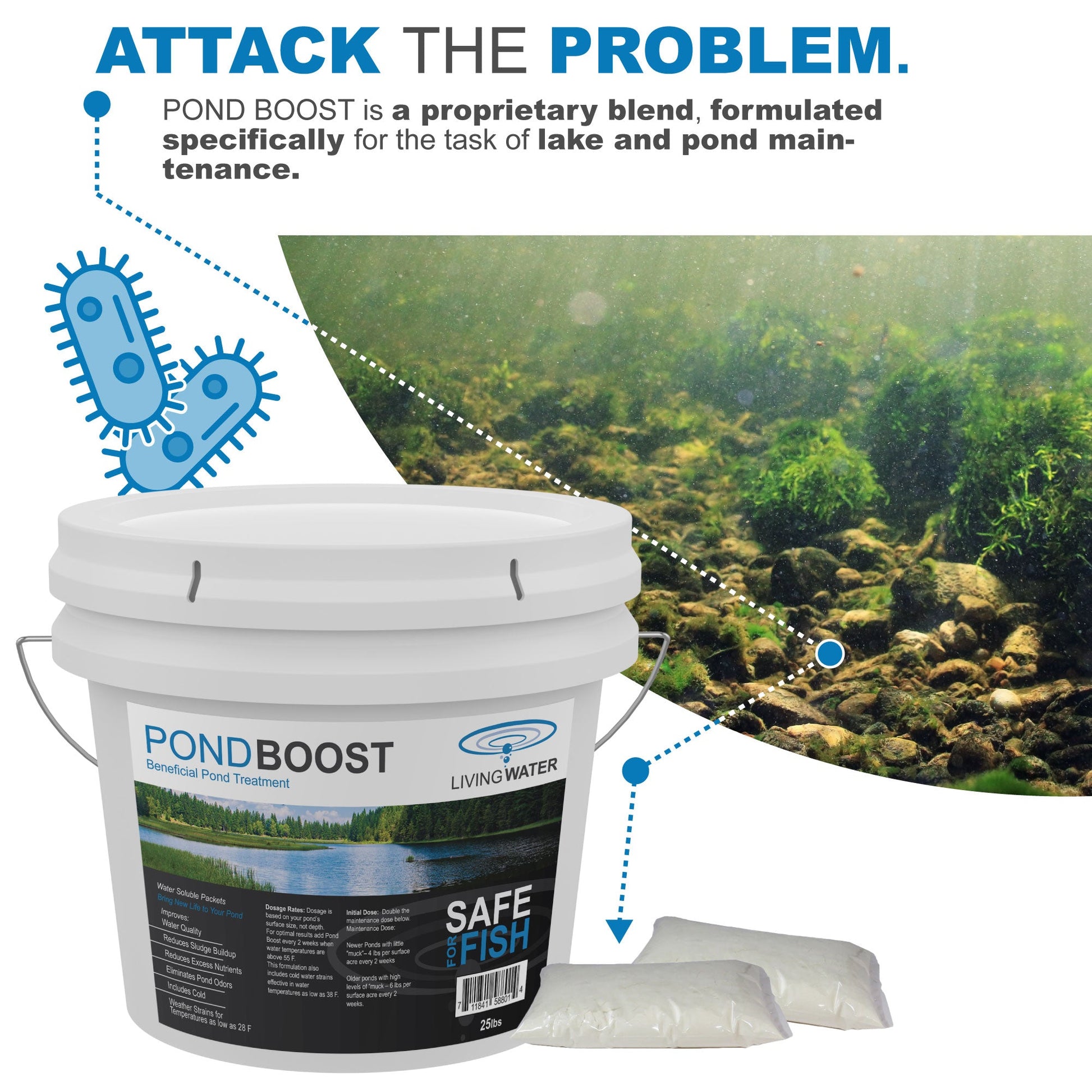 Pond Boost Beneficial Bacteria - Living Water Aeration