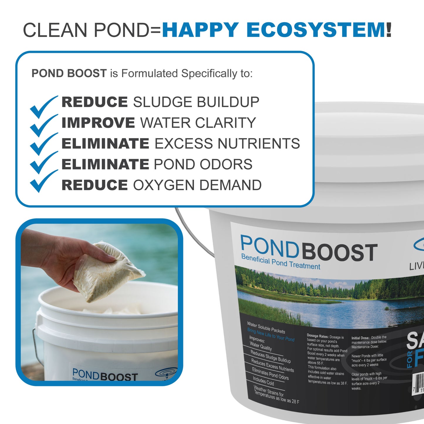 Pond Boost Beneficial Bacteria - Living Water Aeration
