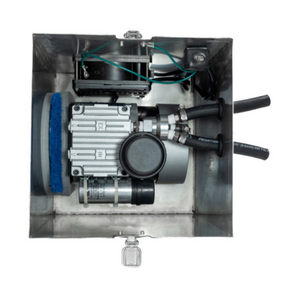Kasco Home Series Diffused Aeration Systems key features, illustrating the stainless steel compressor and durable construction for reliable pond aeration.
