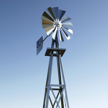 Galvanized Backyard Ornamental Windmill - 8' showcasing its authentic design and durable galvanized steel construction in an outdoor setting.