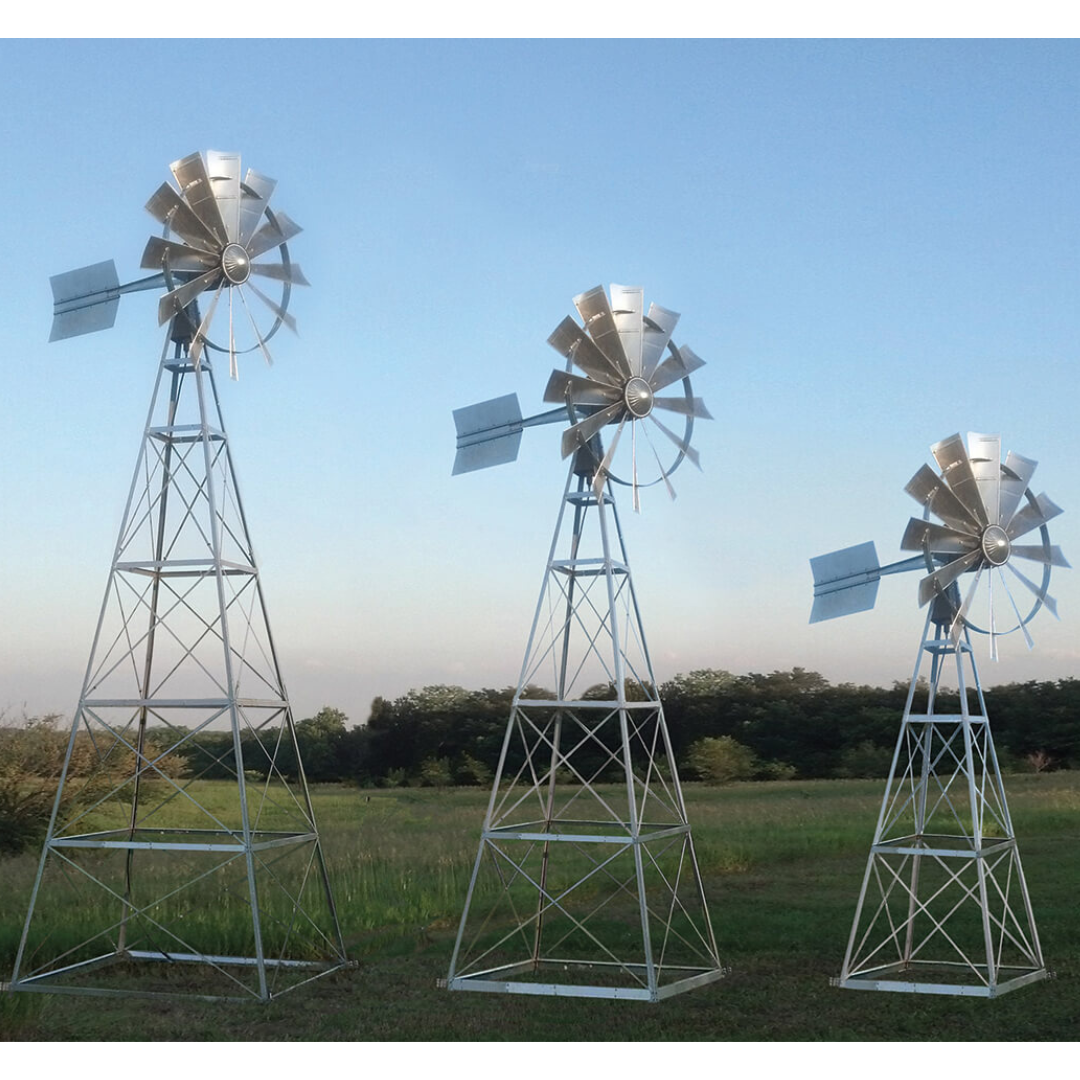 Becker Windmills 20′ Four Legged Windmill Assembly with Quick Sink Tubing - Living Water Aeration