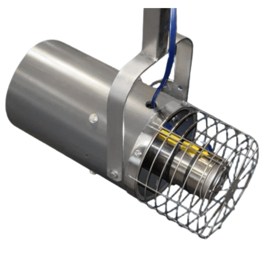 Aquasweep Dock Mount Muck Mover stainless steel dock-mounted waterfront cleaner with protective intake cage, up to 1HP