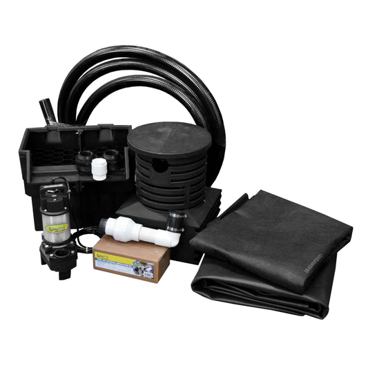 EasyPro Pro-Series Just-A-Falls pondless waterfall kit with pump vault, spillway, liner, pump and tubing