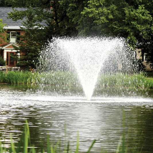 Otterbine Gemini aerating pond fountain, wide V-shaped twin spray – view 2