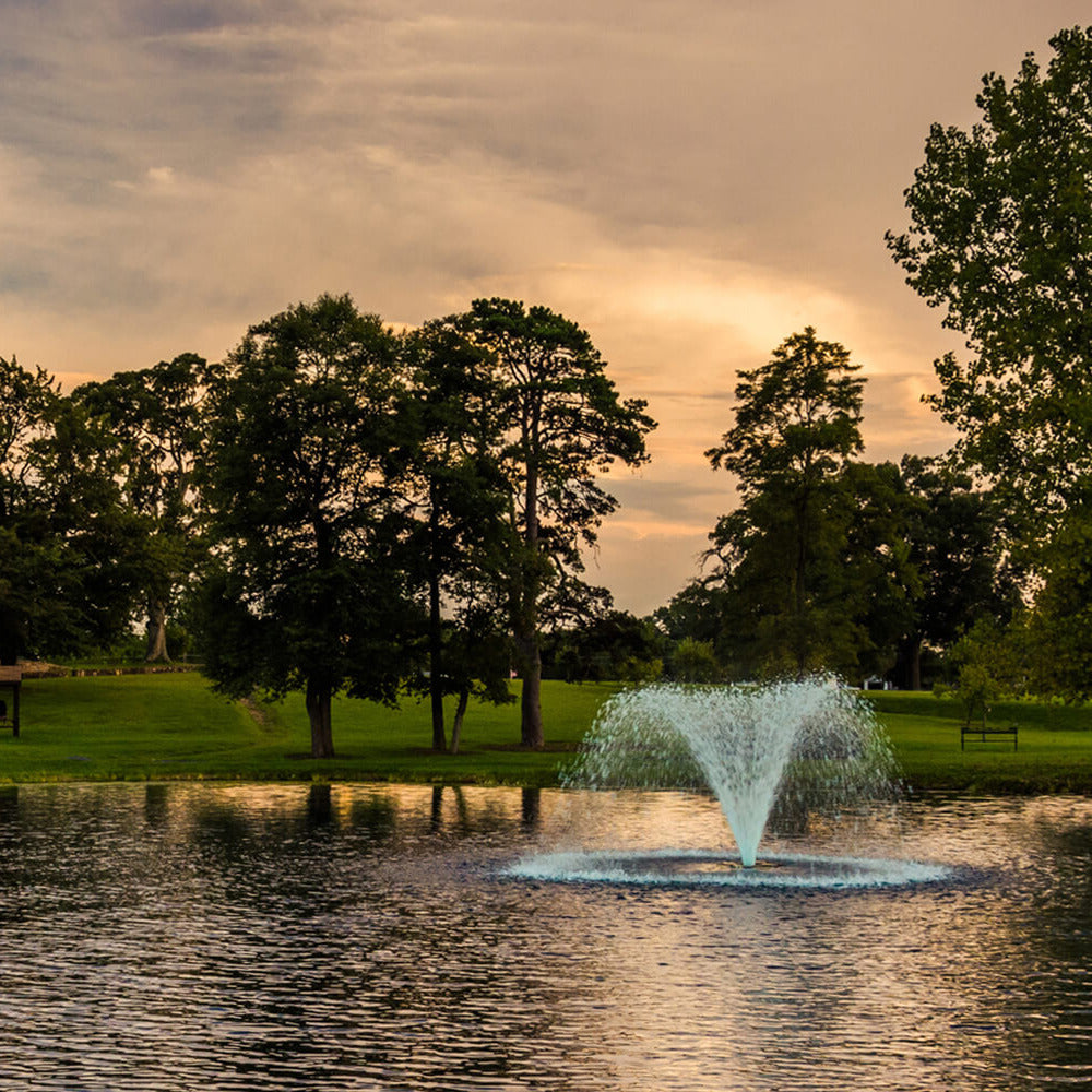 Otterbine Gemini aerating pond fountain, wide V-shaped twin spray – view 5