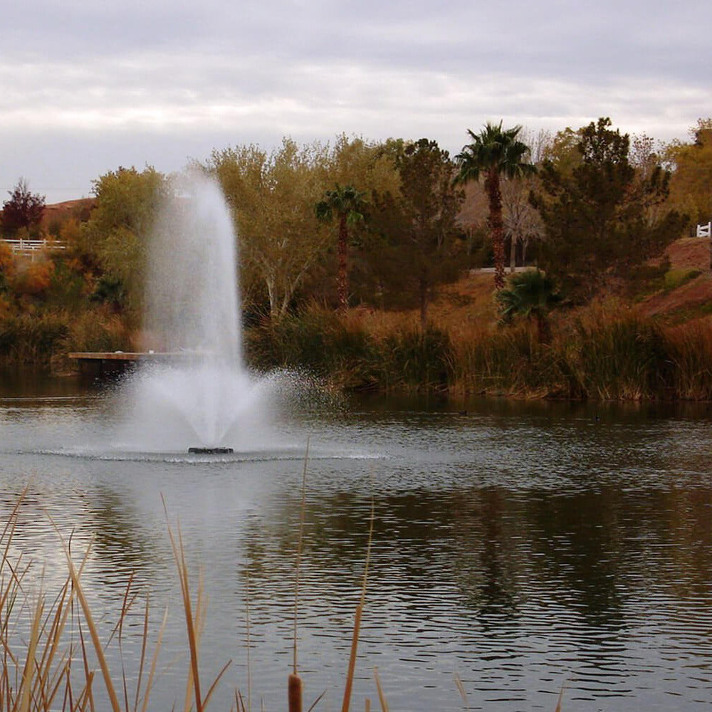 Otterbine Phoenix aerating pond fountain, tall feathered plume spray – view 4